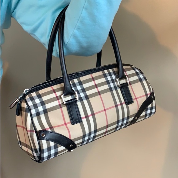 Burberry Beige and Black Plaid Satchel - Picture 1 of 13